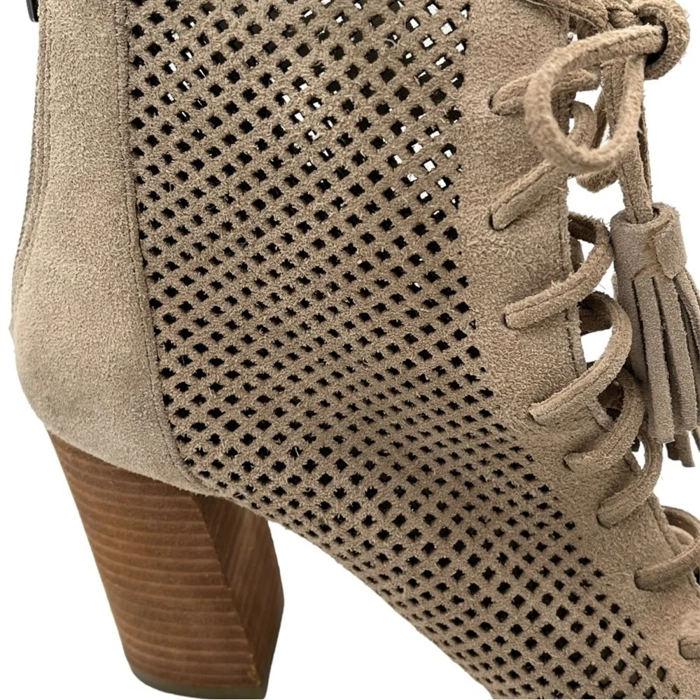 Marc Fisher Shaini Perforated Lace-up Peep Toe Ankle Booties